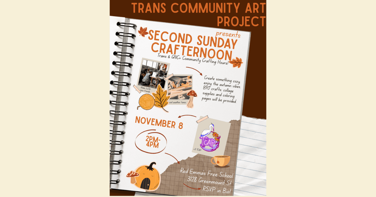 Second Sunday Crafternoon with Trans Community Art Project (November 2026)